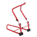 B�quille p2r leve - bequille stand avant fixation sous te fourche acier rouge hauteur reglable 67 � 88 ...