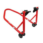 B�quille p2r leve - bequille stand avant universel acier rouge support rouleaux caoutchouc