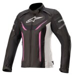 Blouson moto alpinestars stella t - jaws v3 waterproof black white fuschia