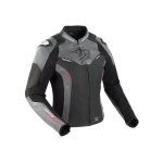 Blouson moto bering lady snap noir / gris / rouge