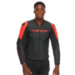 Blouson moto dainese racing 5 black / red fluo
