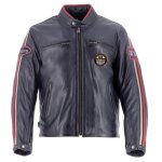 Blouson moto helstons ace 10 cuir rag bleu