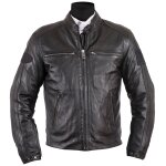 Blouson moto helstons ace - cuir rag noir / noir