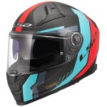 Casque int�gral ls2 ff811 - vector ii carbon - grid red / cyan