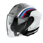 Casque jet airoh h 21 - arrow blanc / gris / bleu