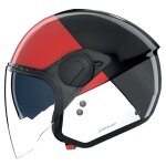 Casque jet nolan n20 - 2 visor blocco noir / rouge / gris brillant