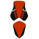 Housse de selle bagster orange / noir / lettres oranges et blanches