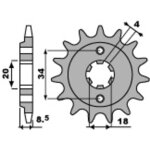 Pignon de sortie de boite pbr acier standard 2076 - 520