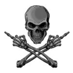 Planche de stickers lethal threat mini middle finger skull 60x80mm