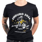 T - shirt manches courtes motoblouz enduro 2024 femme noir / blanc / jaune