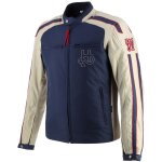 Veste moto helstons club man bleu / beige