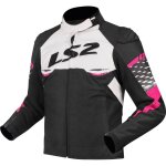 Veste moto ls2 apex femme black white pink