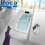 Baignoire acier maille lun plus blanc 1800x800 mm avec poignes en mtal chrom - roca a221250001