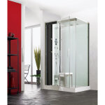 Cabine horizon 2 bas 110 pivotant hydro + hammam perle noire - kinedo cmh139n12