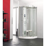 Cabine horizon 2 bas 90 1 / 4 de rond pivotant hydro + hammam acier - kinedo cmh138a12