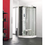 Cabine horizon 2 bas 90 1 / 4 de rond pivotant hydro + hammam perle noire - kinedo cmh138n12