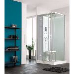 Cabine horizon 2 bas 90 carre pivotant hydro + hammam acier - kinedo cmh137a12