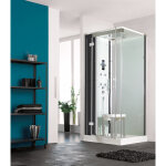 Cabine horizon 2 bas 90 carre pivotant hydro + hammam perle noire - kinedo cmh137n12