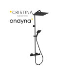 Colonne de douche thermo pomme carre 25 chrome noir brosse - cristina ondyna og47675