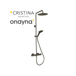 Colonne de douche thermo pomme rond 25 chrome noir brosse - cristina ondyna og48875