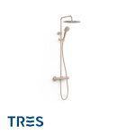 Colonne de douche thermostatique 2 voies or rose mat 24k - tres 19039314opm