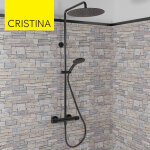 Colonne de douche thermostatique chromé noir brossé fractal - cristina ondyna ft44875 Colonne de douche thermostatique chromé noir brossé fractal - cristina ondyna ft44875