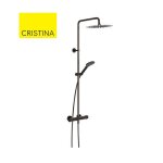 Colonne de douche thermostatique chrom noir theta - cristina ondyna tv44872