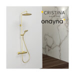 Colonne de douche thermostatique pomme rond 25 or brosse - cristina ondyna og48896p