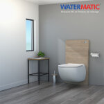 Cuvette suspendue avec broyeur intgr chne naturel - watermatic w40 silence