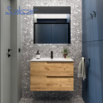 Ensemble meuble salle de bains vima 800 chêne africain + vasque + miroir - salgar 111775 Ensemble meuble salle de bains vima 800 chêne africain + vasque + miroir - salgar 111775