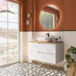 Ensemble salle de bains vima100 2 tiroirs white satin + plan de toilette chne africain - salgar 111808 ...