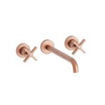 Lavabo cross road 3 trous + vidage sans mecanisme or rose brosse robinetterie cross road - cristina ondyna ...