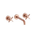 Lavabo cross road small 3 trous + vidage sans meca or rose brosse robinetterie cross road - cristina ...