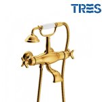 Mélangeur bain?douche thermostatique or avec douchette À main tres clasic color - tres 24217609or Mélangeur bain?douche thermostatique or avec douchette À main tres clasic color - tres 24217609or