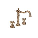 Mélangeur lavabo 3 trous bec potence + vidage or rose brosse chambord - cristina ondyna ch11234p Mélangeur lavabo 3 trous bec potence + vidage or rose brosse chambord - cristina ondyna ch11234p