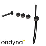 Mlangeur mural bain douche 5 trous chrom noir bross pvd piega - cristina ondyna pa16575i
