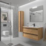 Meuble salle de bain attila 1000 2 tiroirs chêne africain vasque miroir applique - salgar 104920 Meuble salle de bain attila 1000 2 tiroirs chêne africain vasque miroir applique - salgar 104920