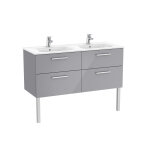Meuble salle de bain et lavabo en porcelaine victoria unik 2 tiroirs 1200mm gris galet brillant - roca ...