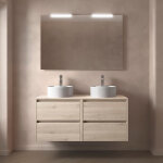 Meuble salle de bain noja 1200 4 tiroirs chêne naturel plan de toilette - salgar 105522 Meuble salle de bain noja 1200 4 tiroirs chêne naturel plan de toilette - salgar 105522