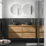 Meuble salle de bains et plan de toilette 140cm 4 tiroirs chne africain noja - salgar 105532