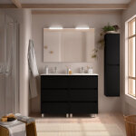 Meuble salle de bains et plan de vasque 120cm 6 tiroirs black satin noja - salgar 106288