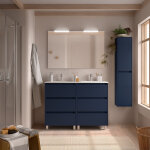 Meuble salle de bains et plan de vasque 120cm 6 tiroirs blue satin noja - salgar 106289