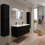Meuble salle de bains et plan de vasque 140cm 4 tiroirs black satin noja - salgar 106180