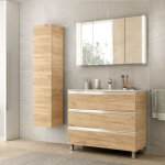 Meuble de salle de bain spirit 1000 3 tiroirs mtalliques chne africain - salgar 102777