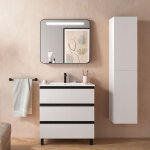 Meuble de salle de bain spirit 800 3 tiroirs mtalliques white cotton - salgar 102763