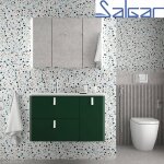 Meuble de salle de bain suspendu uniiq 1200 royal green droite 1 porte et 2 tiroirs - 83098 salgar