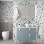 Meuble salle de bain uniiq 1200 blue fog gauche 1 porte et 2 tiroirs - salgar 83103