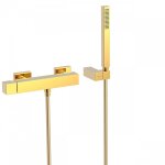 Mitigeur douche douchette  main anticalcaire avec support orientable et flexibl - tres 00716703or