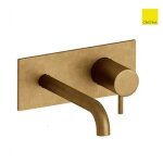 Mitigeur lavabo mural vieux bronze avec plaque bec 22. 5 cm triverde ? cristina ondyna tv25892