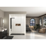 Paroi ekinox duo 80 profil inox, verre transparent charnire  gauche + mat - kinedo pa4221itnemg